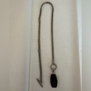 Sterling Silver Chain Necklace with Black Pendant